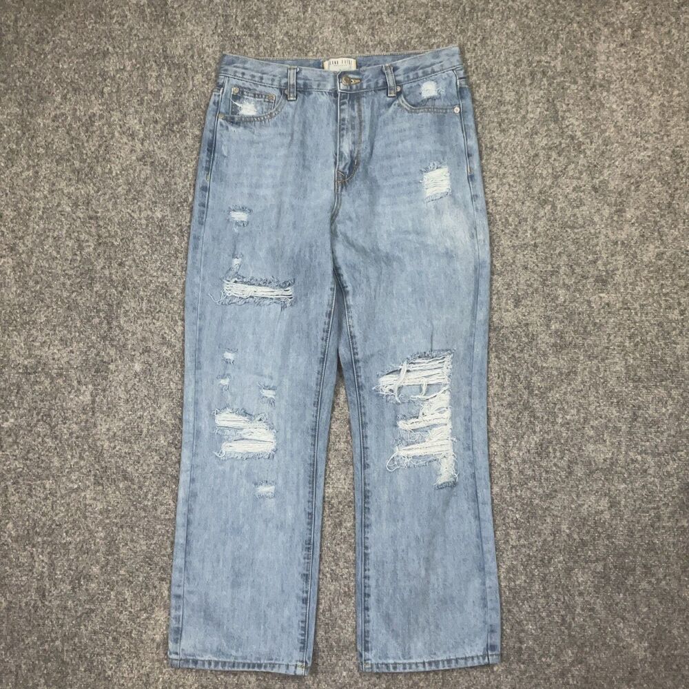 Blank Paige Jeans Womens Size L Blue distressed Ankle wide leg Grunge Boho